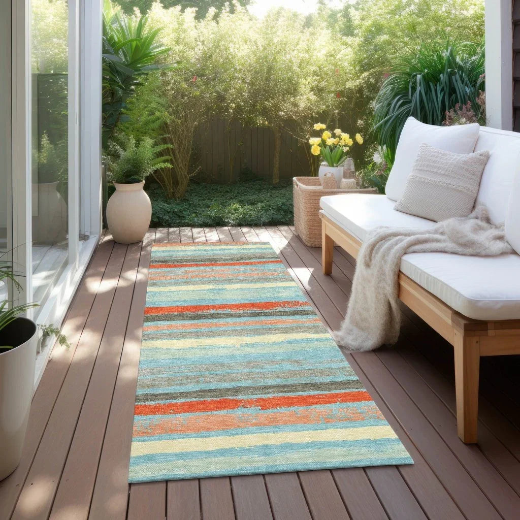 Sylira Blue Washable Indoor-Outdoor Rug-Outdoor Rugs-LOOMLAN Rugs-LOOMLAN