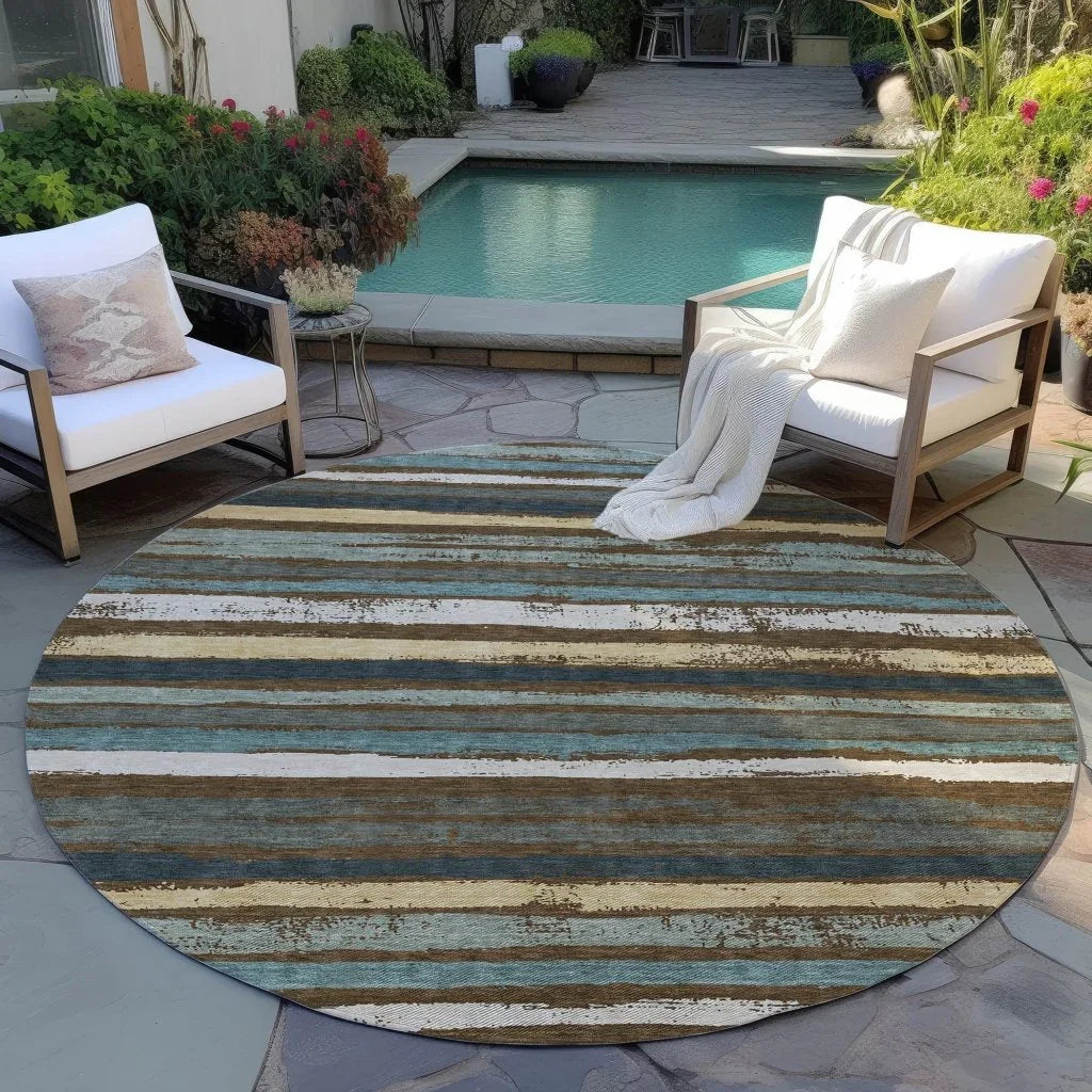 Sylira Brown Washable Indoor-Outdoor Rug-Outdoor Rugs-LOOMLAN Rugs-LOOMLAN