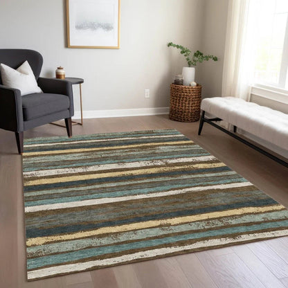 Sylira Brown Washable Indoor-Outdoor Rug-Outdoor Rugs-LOOMLAN Rugs-LOOMLAN