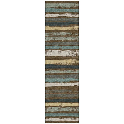 Sylira Brown Washable Indoor-Outdoor Rug-Outdoor Rugs-LOOMLAN Rugs-2'3" x 7'6"-LOOMLAN