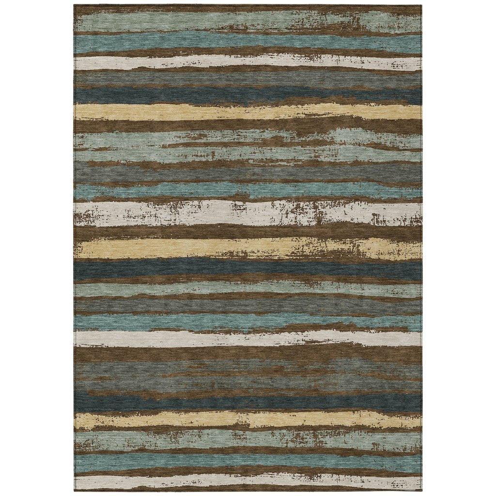 Sylira Brown Washable Indoor-Outdoor Rug-Outdoor Rugs-LOOMLAN Rugs-2'6" x 3'10"-LOOMLAN