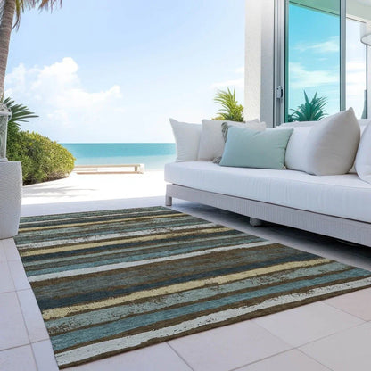 Sylira Brown Washable Indoor-Outdoor Rug-Outdoor Rugs-LOOMLAN Rugs-LOOMLAN