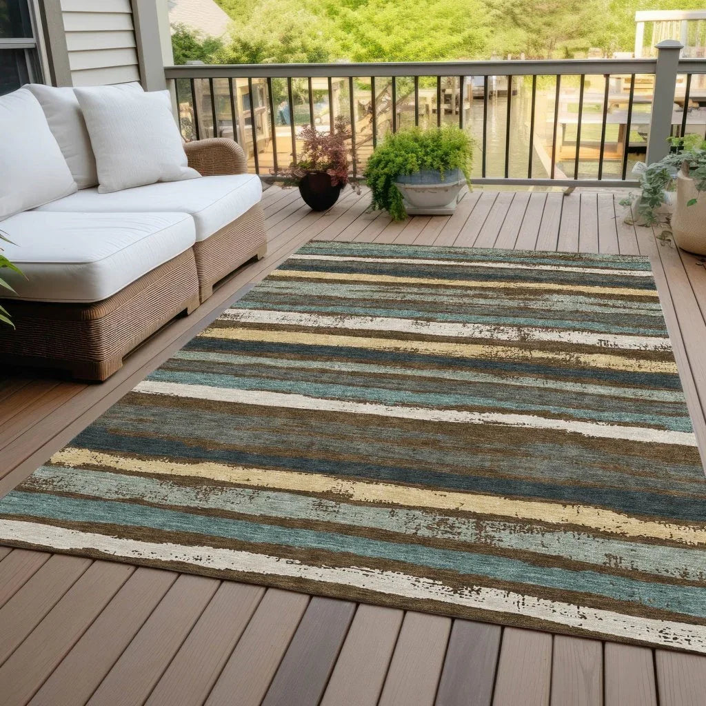 Sylira Brown Washable Indoor-Outdoor Rug-Outdoor Rugs-LOOMLAN Rugs-LOOMLAN