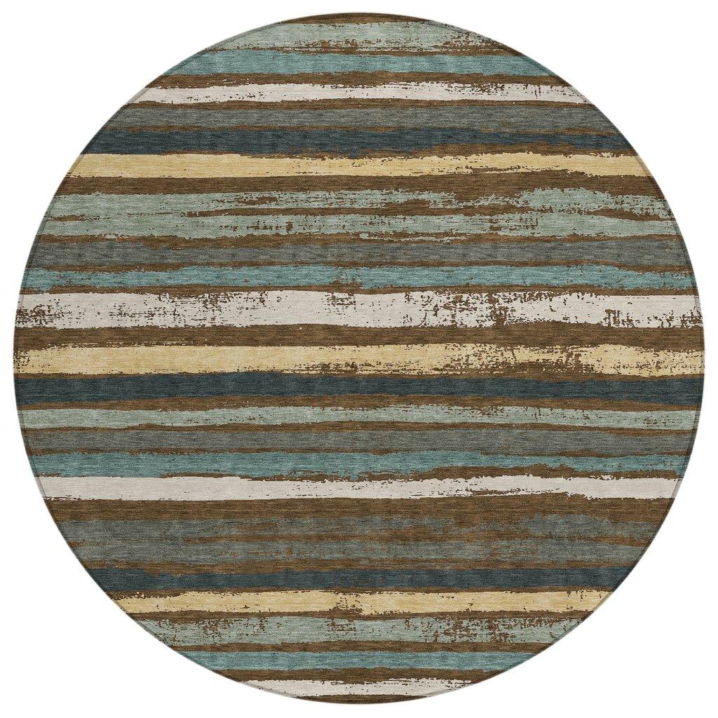 Sylira Brown Washable Indoor-Outdoor Rug-Outdoor Rugs-LOOMLAN Rugs-8' x 8'-LOOMLAN