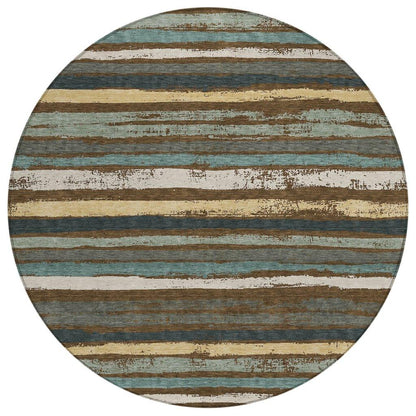 Sylira Brown Washable Indoor-Outdoor Rug-Outdoor Rugs-LOOMLAN Rugs-8' x 8'-LOOMLAN