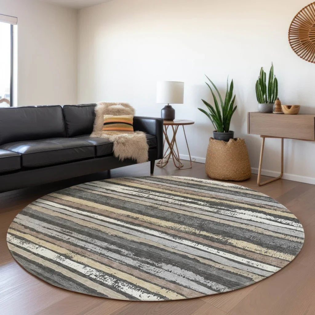 Sylira Charcoal Washable Indoor-Outdoor Rug-Outdoor Rugs-LOOMLAN Rugs-LOOMLAN