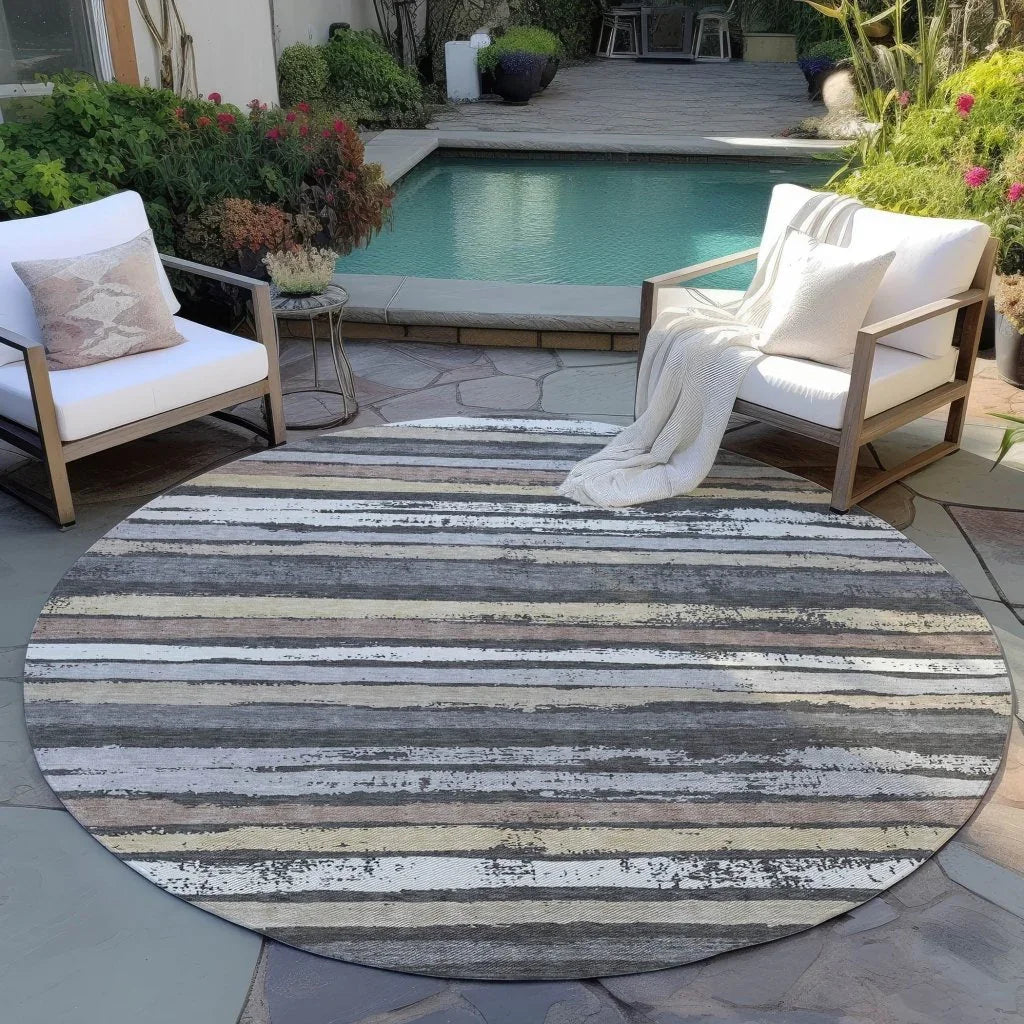 Sylira Charcoal Washable Indoor-Outdoor Rug-Outdoor Rugs-LOOMLAN Rugs-LOOMLAN