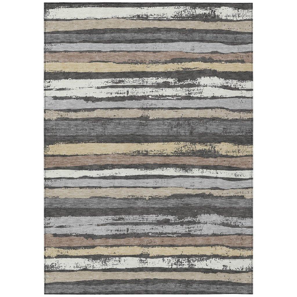 Sylira Charcoal Washable Indoor-Outdoor Rug-Outdoor Rugs-LOOMLAN Rugs-2'6" x 3'10"-LOOMLAN