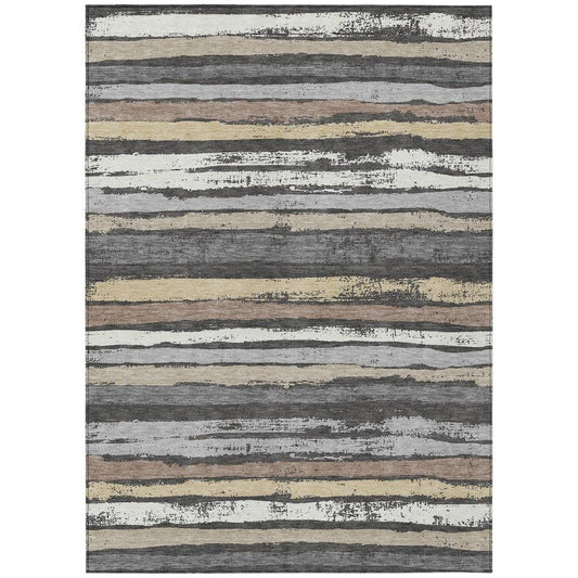 Sylira Charcoal Washable Indoor-Outdoor Rug-Outdoor Rugs-LOOMLAN Rugs-2'6" x 3'10"-LOOMLAN