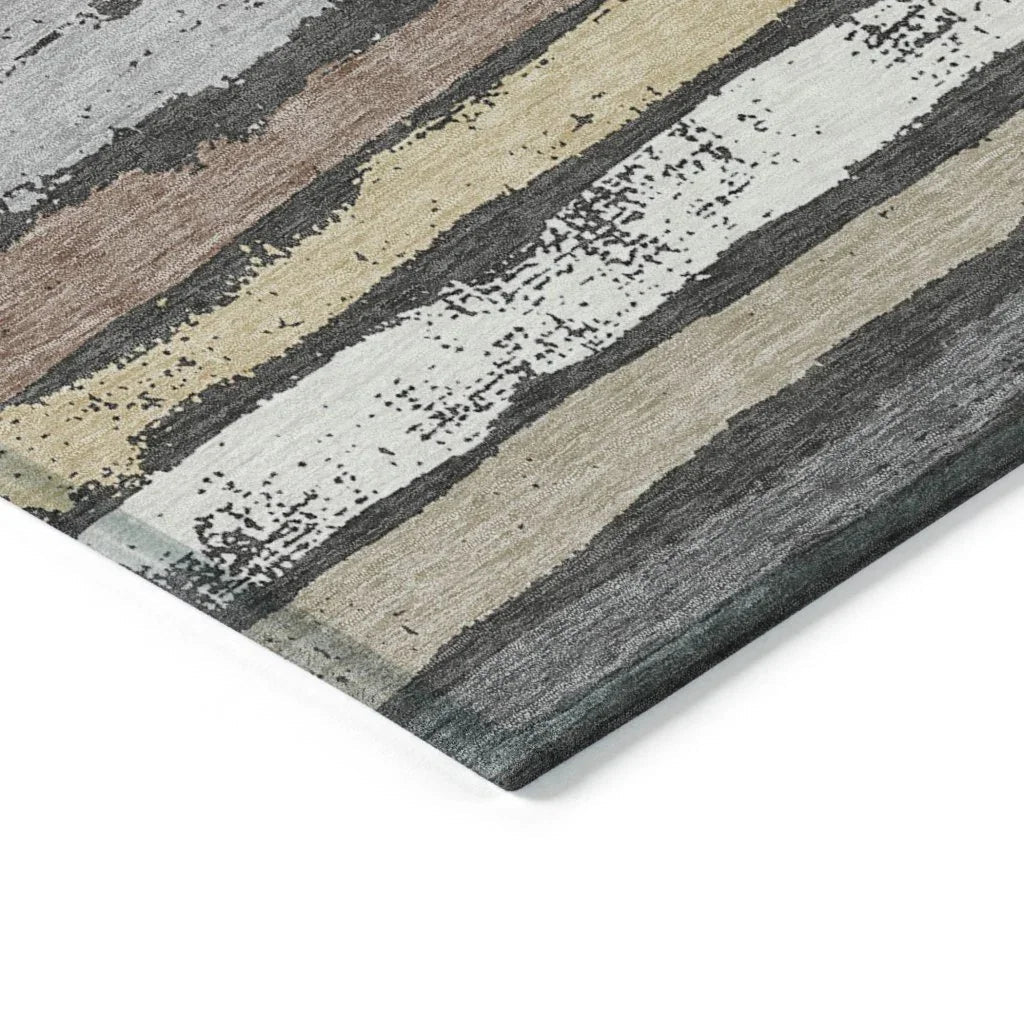 Sylira Charcoal Washable Indoor-Outdoor Rug-Outdoor Rugs-LOOMLAN Rugs-LOOMLAN