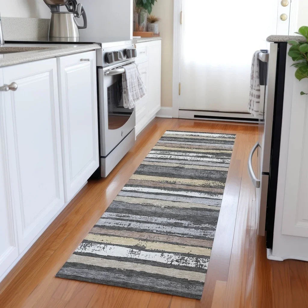 Sylira Charcoal Washable Indoor-Outdoor Rug-Outdoor Rugs-LOOMLAN Rugs-LOOMLAN