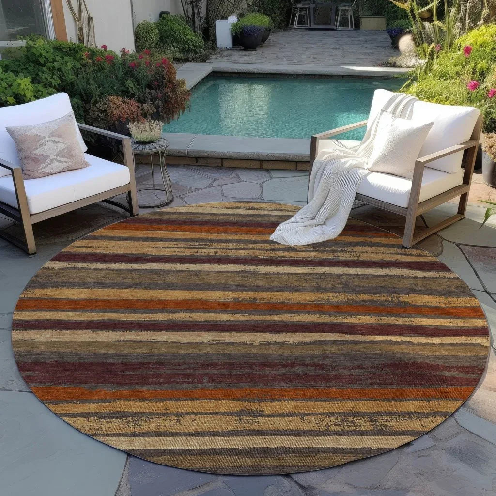 Sylira Chocolate Washable Indoor-Outdoor Rug-Outdoor Rugs-LOOMLAN Rugs-LOOMLAN