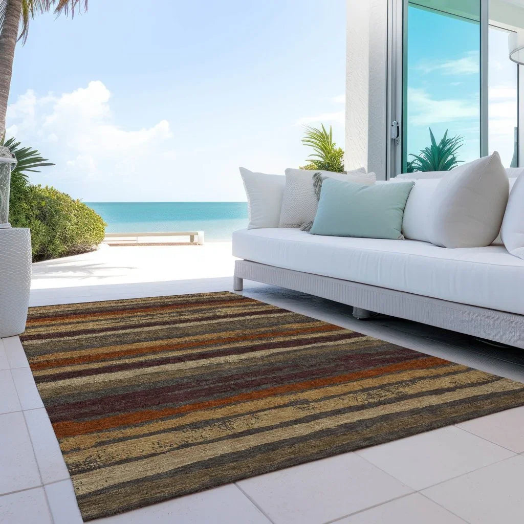 Sylira Chocolate Washable Indoor-Outdoor Rug-Outdoor Rugs-LOOMLAN Rugs-LOOMLAN