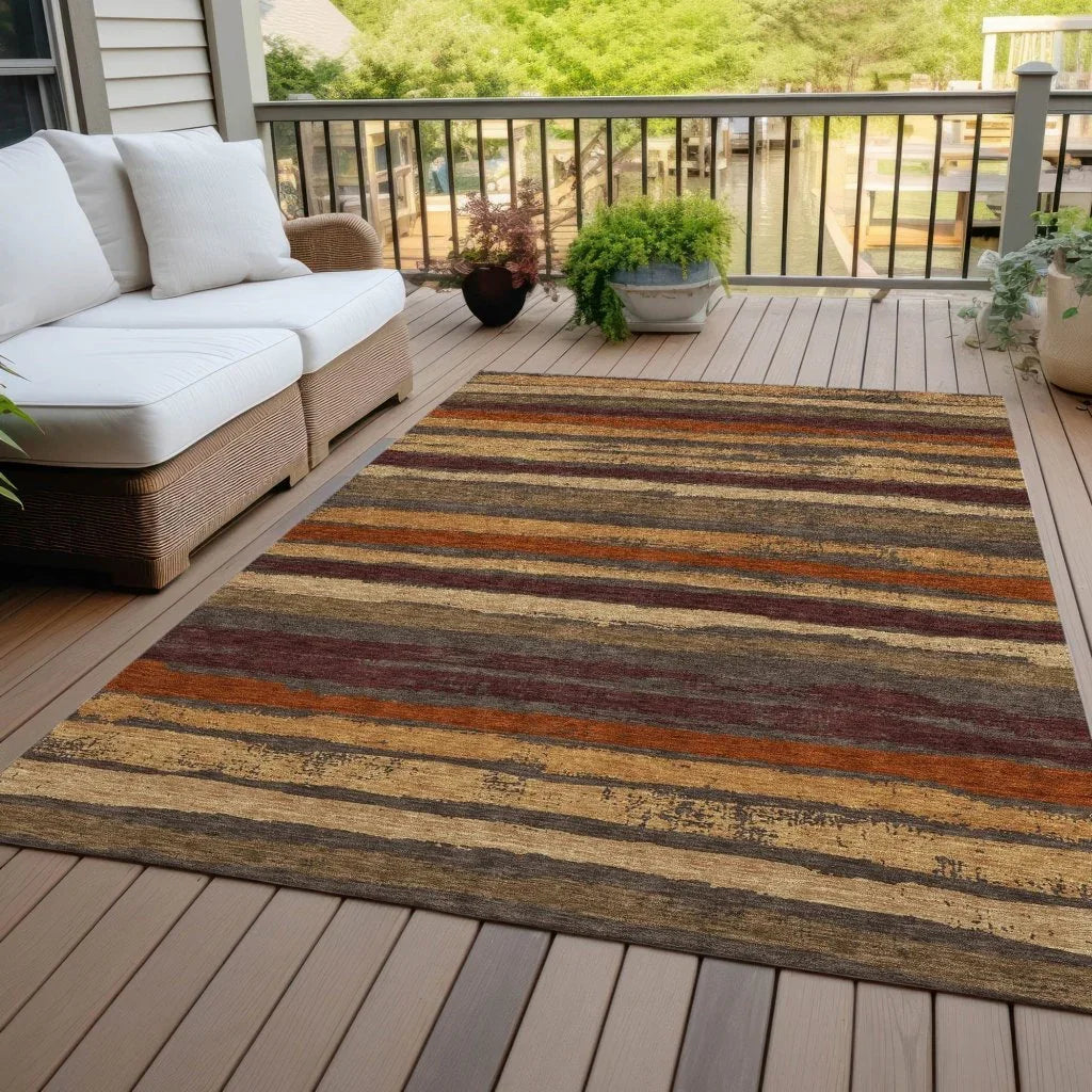 Sylira Chocolate Washable Indoor-Outdoor Rug-Outdoor Rugs-LOOMLAN Rugs-LOOMLAN