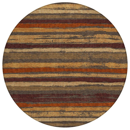 Sylira Chocolate Washable Indoor-Outdoor Rug-Outdoor Rugs-LOOMLAN Rugs-8' x 8'-LOOMLAN