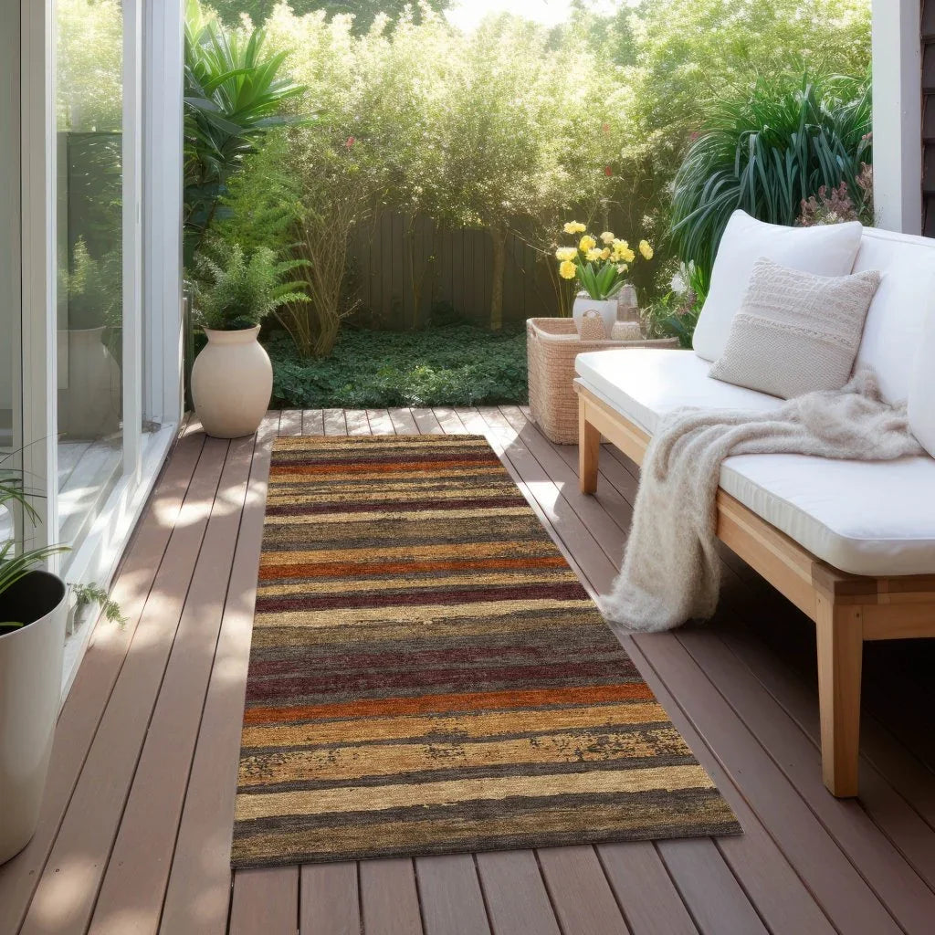 Sylira Chocolate Washable Indoor-Outdoor Rug-Outdoor Rugs-LOOMLAN Rugs-LOOMLAN
