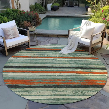 Sylira Green Washable Indoor-Outdoor Rug-Outdoor Rugs-LOOMLAN Rugs-LOOMLAN