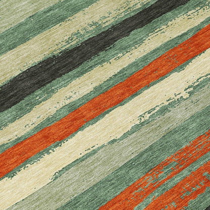 Sylira Green Washable Indoor-Outdoor Rug-Outdoor Rugs-LOOMLAN Rugs-LOOMLAN