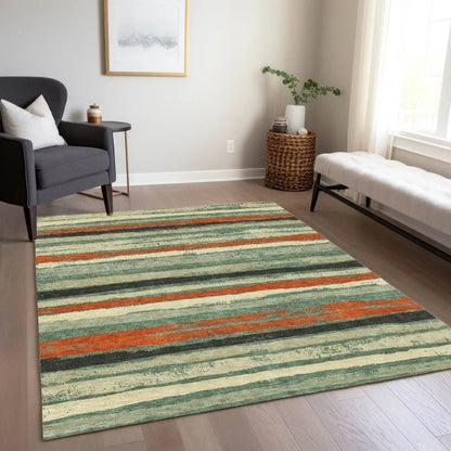 Sylira Green Washable Indoor-Outdoor Rug-Outdoor Rugs-LOOMLAN Rugs-LOOMLAN