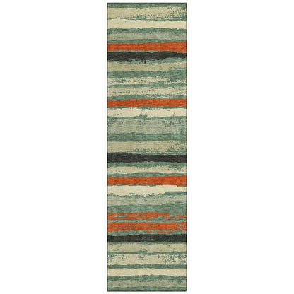 Sylira Green Washable Indoor-Outdoor Rug-Outdoor Rugs-LOOMLAN Rugs-2'3" x 7'6"-LOOMLAN