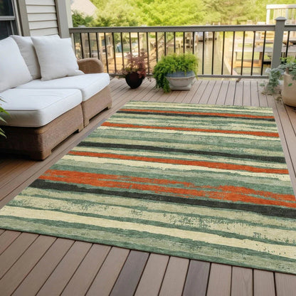 Sylira Green Washable Indoor-Outdoor Rug-Outdoor Rugs-LOOMLAN Rugs-LOOMLAN