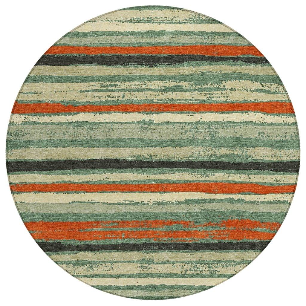 Sylira Green Washable Indoor-Outdoor Rug-Outdoor Rugs-LOOMLAN Rugs-8' x 8'-LOOMLAN