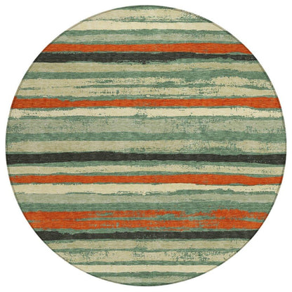 Sylira Green Washable Indoor-Outdoor Rug-Outdoor Rugs-LOOMLAN Rugs-8' x 8'-LOOMLAN