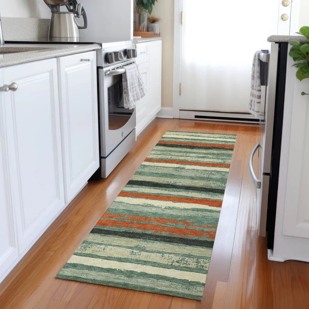 Sylira Green Washable Indoor-Outdoor Rug-Outdoor Rugs-LOOMLAN Rugs-LOOMLAN