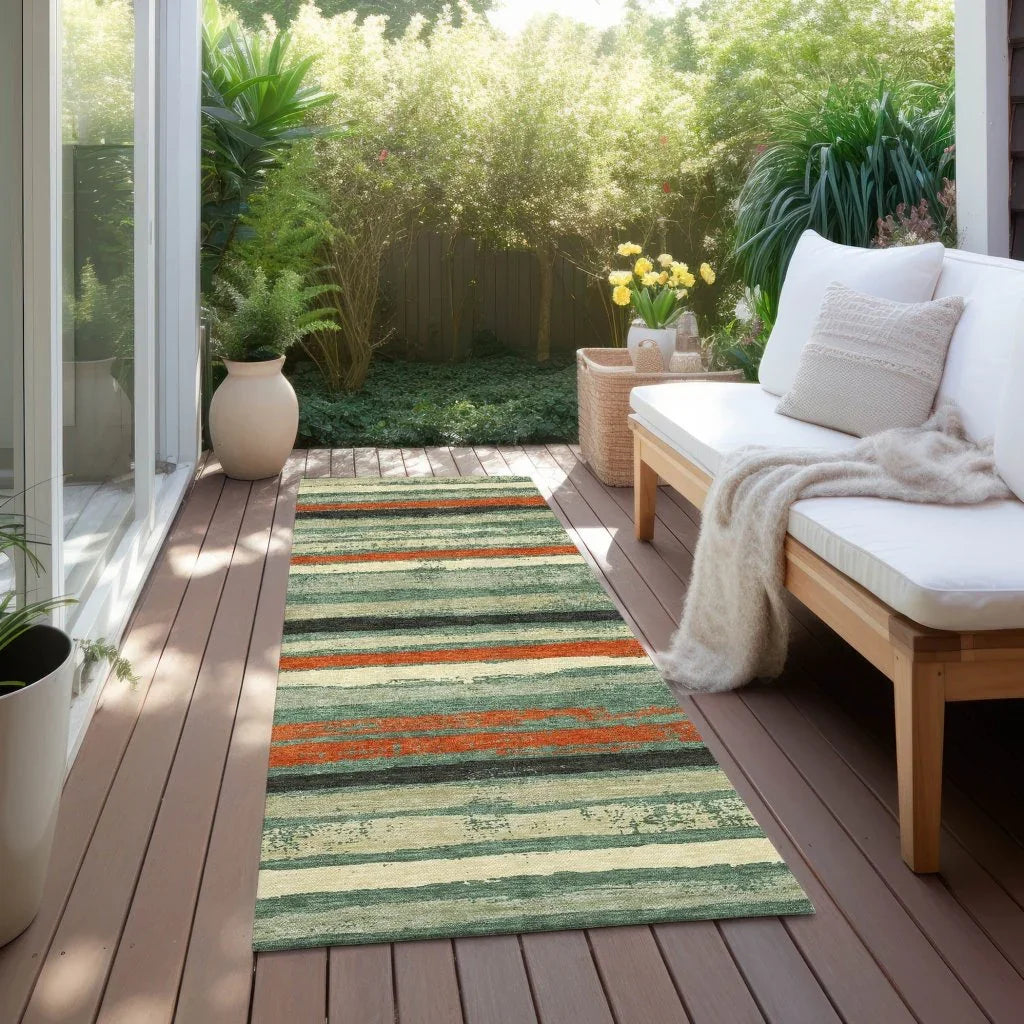 Sylira Green Washable Indoor-Outdoor Rug-Outdoor Rugs-LOOMLAN Rugs-LOOMLAN