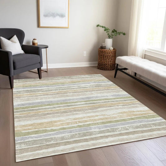 Sylira Ivory Washable Indoor-Outdoor Rug-Outdoor Rugs-LOOMLAN Rugs-LOOMLAN