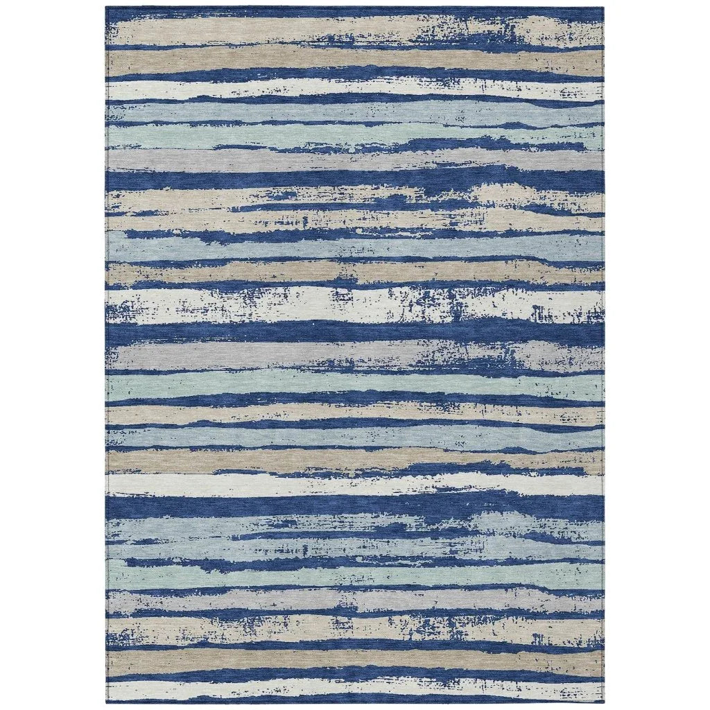 Sylira Navy Washable Indoor-Outdoor Rug-Outdoor Rugs-LOOMLAN Rugs-2'6" x 3'10"-LOOMLAN