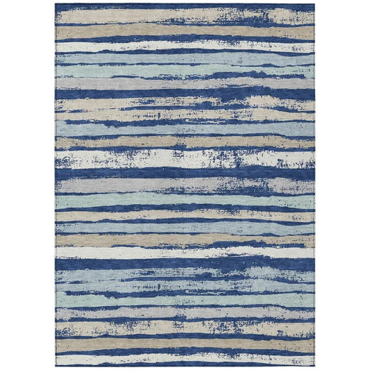 Sylira Navy Washable Indoor-Outdoor Rug-Outdoor Rugs-LOOMLAN Rugs-2'6" x 3'10"-LOOMLAN
