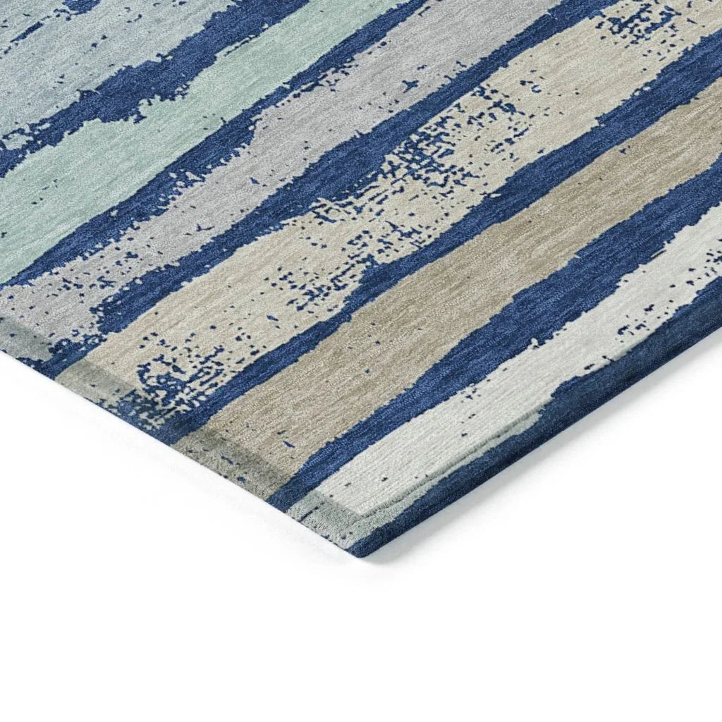 Sylira Navy Washable Indoor-Outdoor Rug-Outdoor Rugs-LOOMLAN Rugs-LOOMLAN