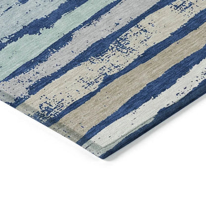 Sylira Navy Washable Indoor-Outdoor Rug-Outdoor Rugs-LOOMLAN Rugs-LOOMLAN