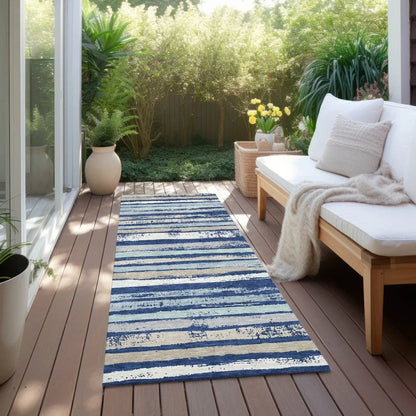 Sylira Navy Washable Indoor-Outdoor Rug-Outdoor Rugs-LOOMLAN Rugs-LOOMLAN