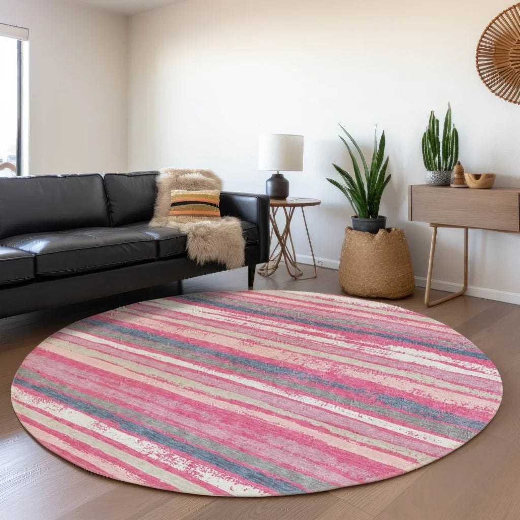 Sylira Pink Washable Indoor-Outdoor Rug-Outdoor Rugs-LOOMLAN Rugs-LOOMLAN