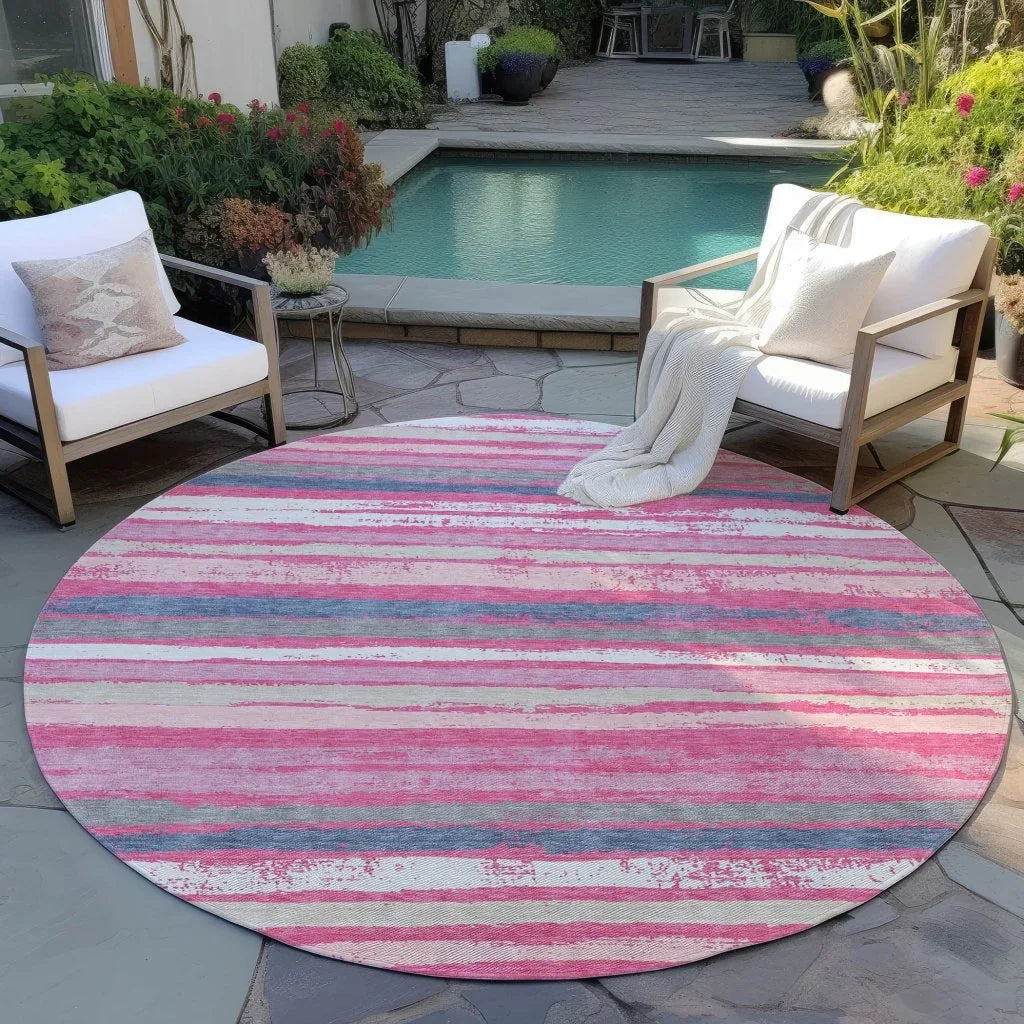 Sylira Pink Washable Indoor-Outdoor Rug-Outdoor Rugs-LOOMLAN Rugs-LOOMLAN
