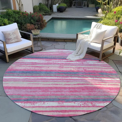 Sylira Pink Washable Indoor-Outdoor Rug-Outdoor Rugs-LOOMLAN Rugs-LOOMLAN