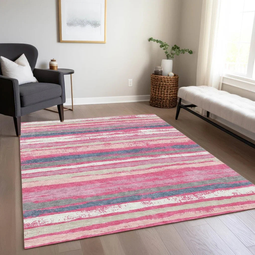 Sylira Pink Washable Indoor-Outdoor Rug-Outdoor Rugs-LOOMLAN Rugs-LOOMLAN
