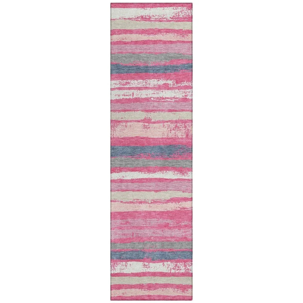 Sylira Pink Washable Indoor-Outdoor Rug-Outdoor Rugs-LOOMLAN Rugs-2'3" x 7'6"-LOOMLAN
