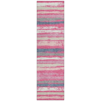 Sylira Pink Washable Indoor-Outdoor Rug-Outdoor Rugs-LOOMLAN Rugs-2'3" x 7'6"-LOOMLAN