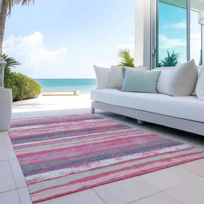 Sylira Pink Washable Indoor-Outdoor Rug-Outdoor Rugs-LOOMLAN Rugs-LOOMLAN