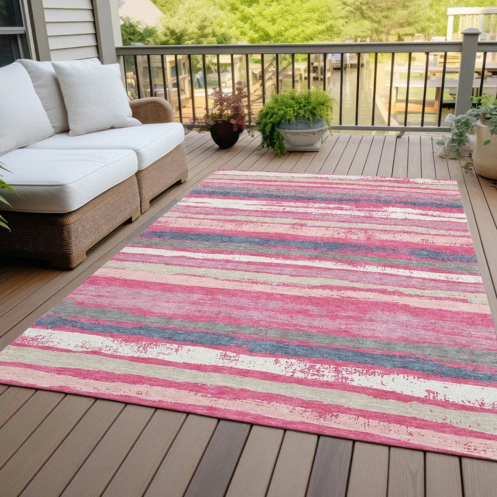 Sylira Pink Washable Indoor-Outdoor Rug-Outdoor Rugs-LOOMLAN Rugs-LOOMLAN