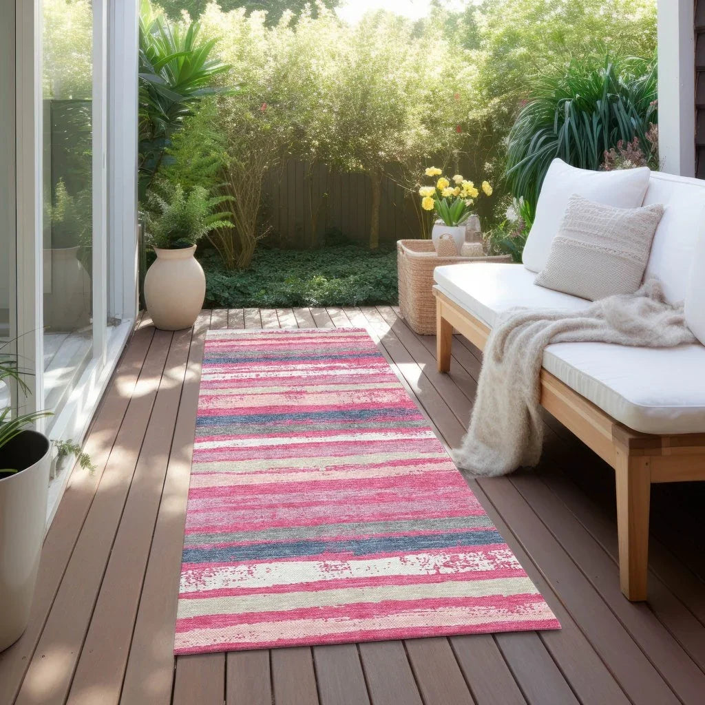 Sylira Pink Washable Indoor-Outdoor Rug-Outdoor Rugs-LOOMLAN Rugs-LOOMLAN