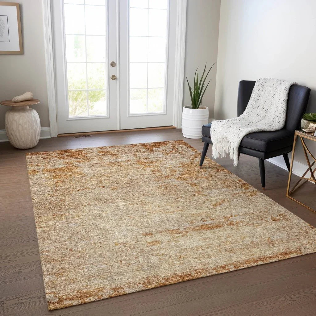 Sylvaine Orange Washable Indoor - Outdoor Rug - LOOMLAN - LOOMLAN Rugs - Outdoor Rugs