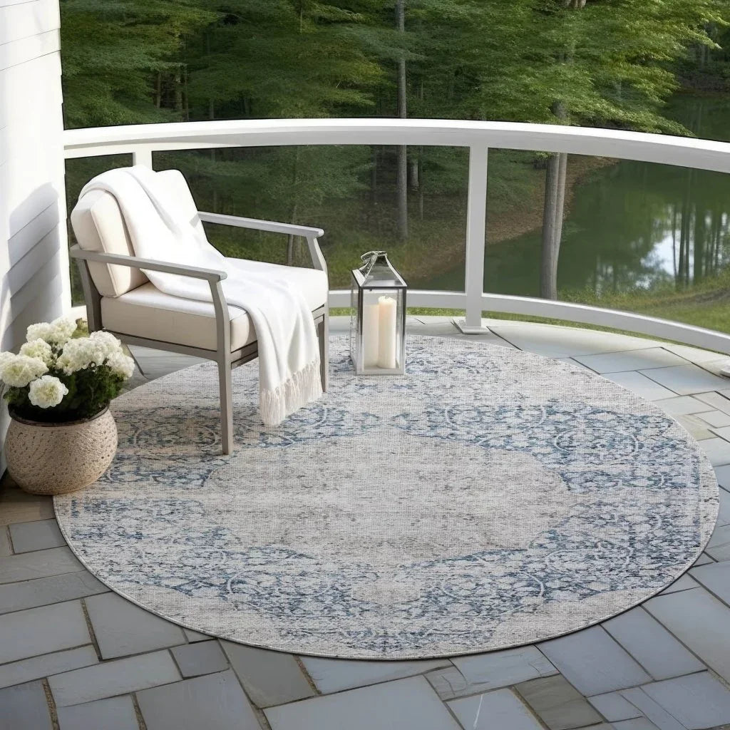 Sylvia Blue Washable Indoor - Outdoor Rug - LOOMLAN - LOOMLAN Rugs - Outdoor Rugs