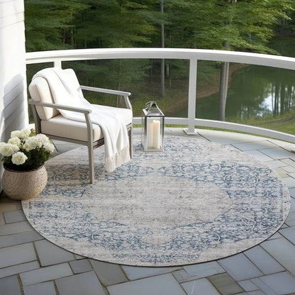 Sylvia Blue Washable Indoor - Outdoor Rug - LOOMLAN - LOOMLAN Rugs - Outdoor Rugs