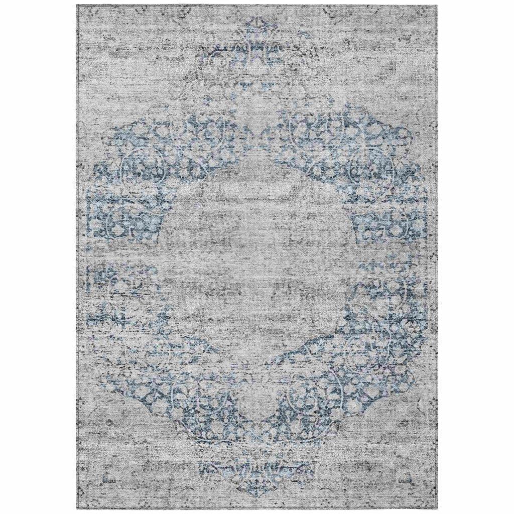Sylvia Blue Washable Indoor - Outdoor Rug - LOOMLAN - LOOMLAN Rugs - Outdoor Rugs