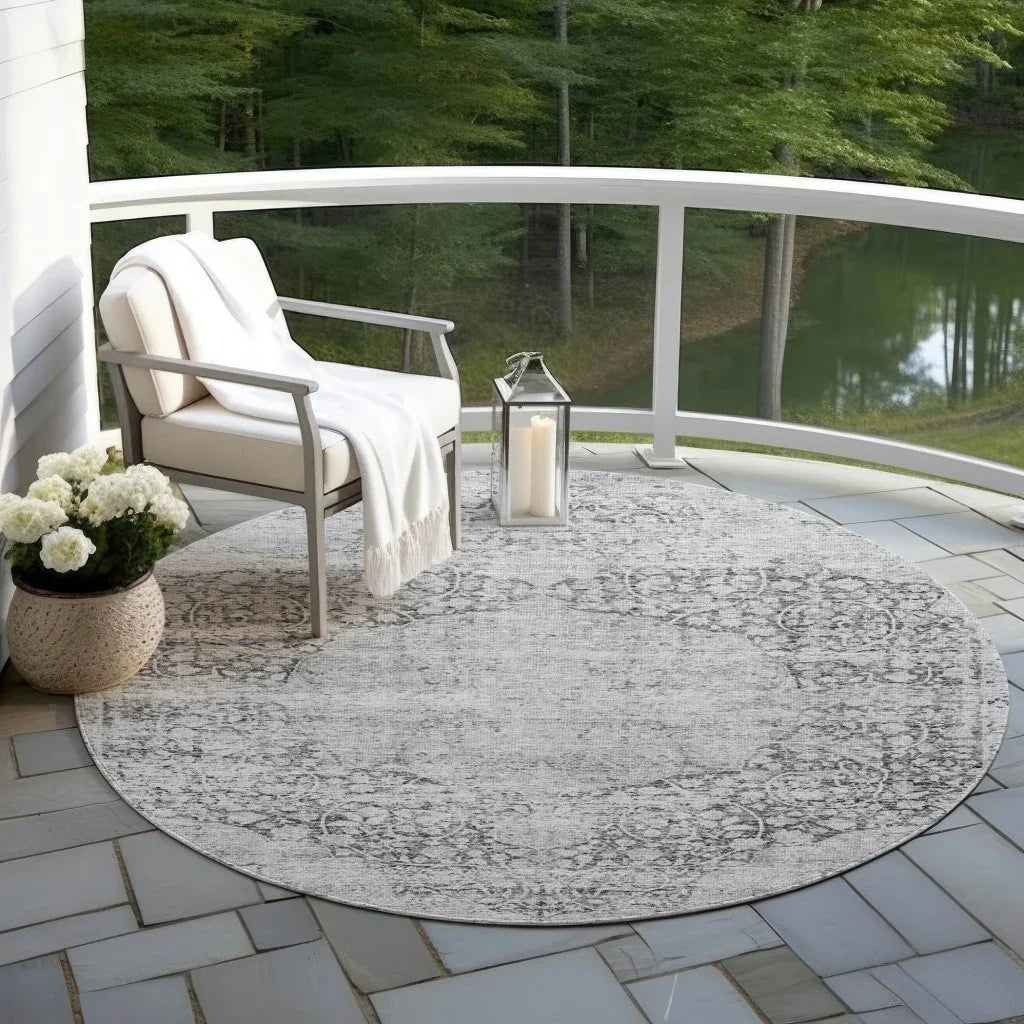 Sylvia Gray Washable Indoor - Outdoor Rug - LOOMLAN - LOOMLAN Rugs - Outdoor Rugs