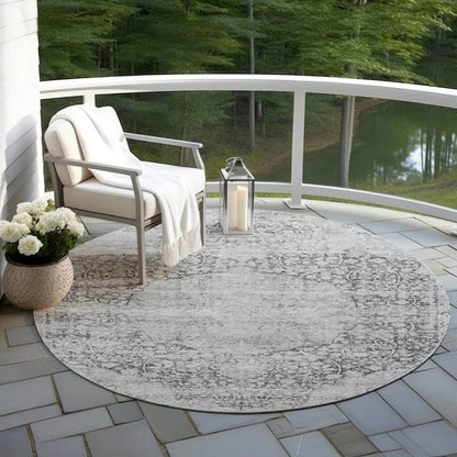 Sylvia Gray Washable Indoor - Outdoor Rug - LOOMLAN - LOOMLAN Rugs - Outdoor Rugs